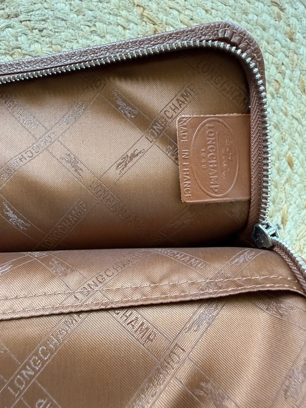 Longchamp Cognac Brown Leather iPad Case